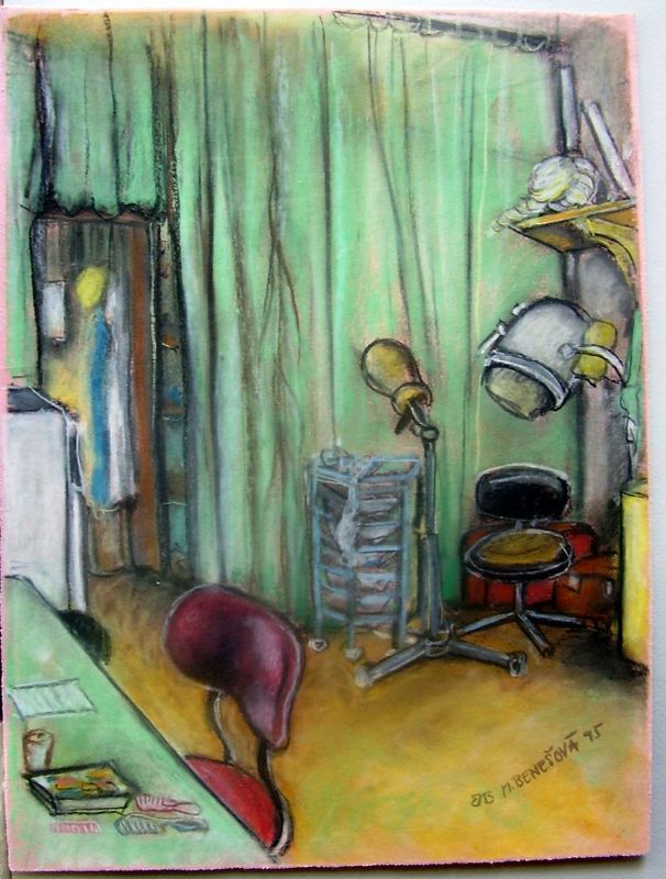 Vzpomínka na starou vlásenkárnu, 35x28, 2.800,-